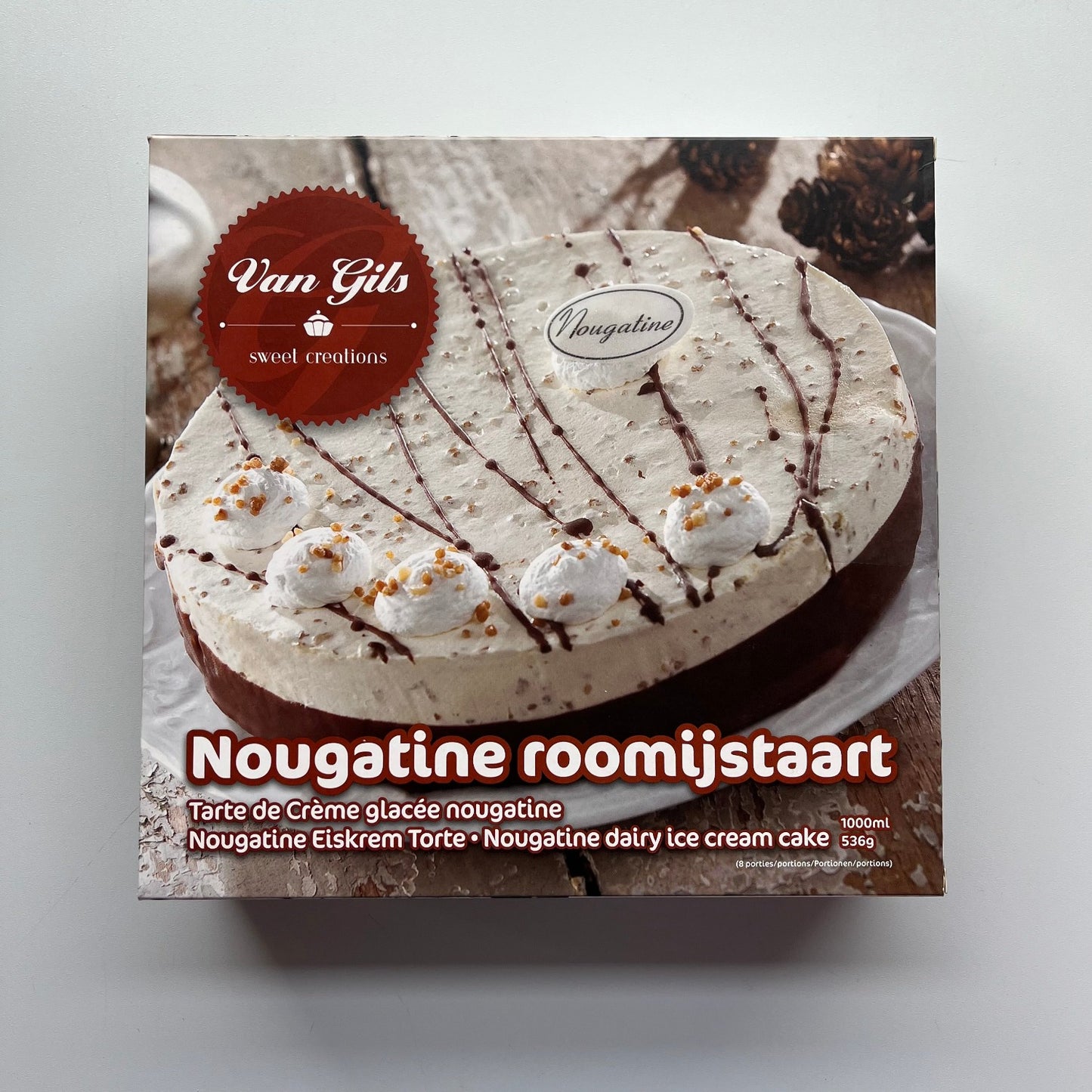 Nougatine roomijstaart